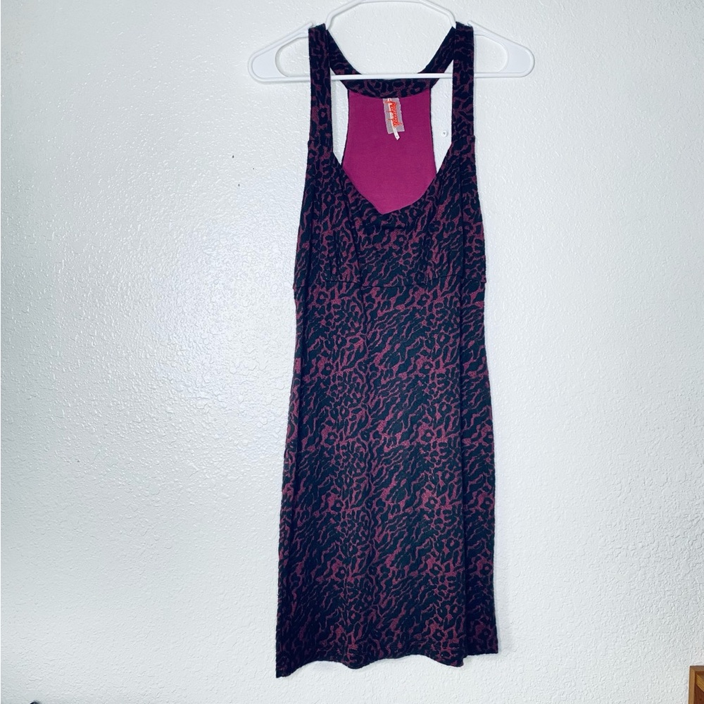 🍓 Free People Boho Cheetah Leopard Animal Print Racerback Knit Tank Dress Medium
